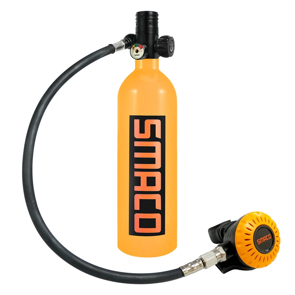 1L Oxygen Cylinder Air Tank with 360 Degree Rotation Hose Regulator Diving Snorkeling Breathing