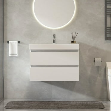 Vanity Art VA6036W Wall Hung Single Sink Bathroom Vanity with Resin Top - 36 x 18.5 x 20 in.