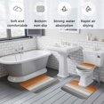 thumbnail image 5 of Orange Gray Bath Mat 3 Piece Bathroom Rug Set, Farmhouse Retro Gradient Wooden Grain Non Slip Bath Rug Contour Mat and Toilet Lid Cover, Absorbent Shower Mats Soft Bath Rugs and Mats Sets, 5 of 8