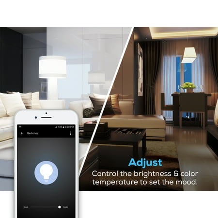 Geeni - BR30 Wi-Fi Smart LED Bulb with Alexa, Google Assistant and Microsoft Cortana - Adjustable White