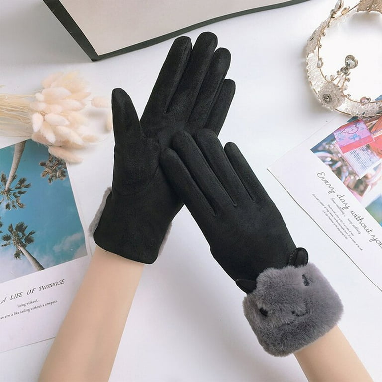 Penkiiy Winter Gloves for Women Women's Warm Suede In And Winter