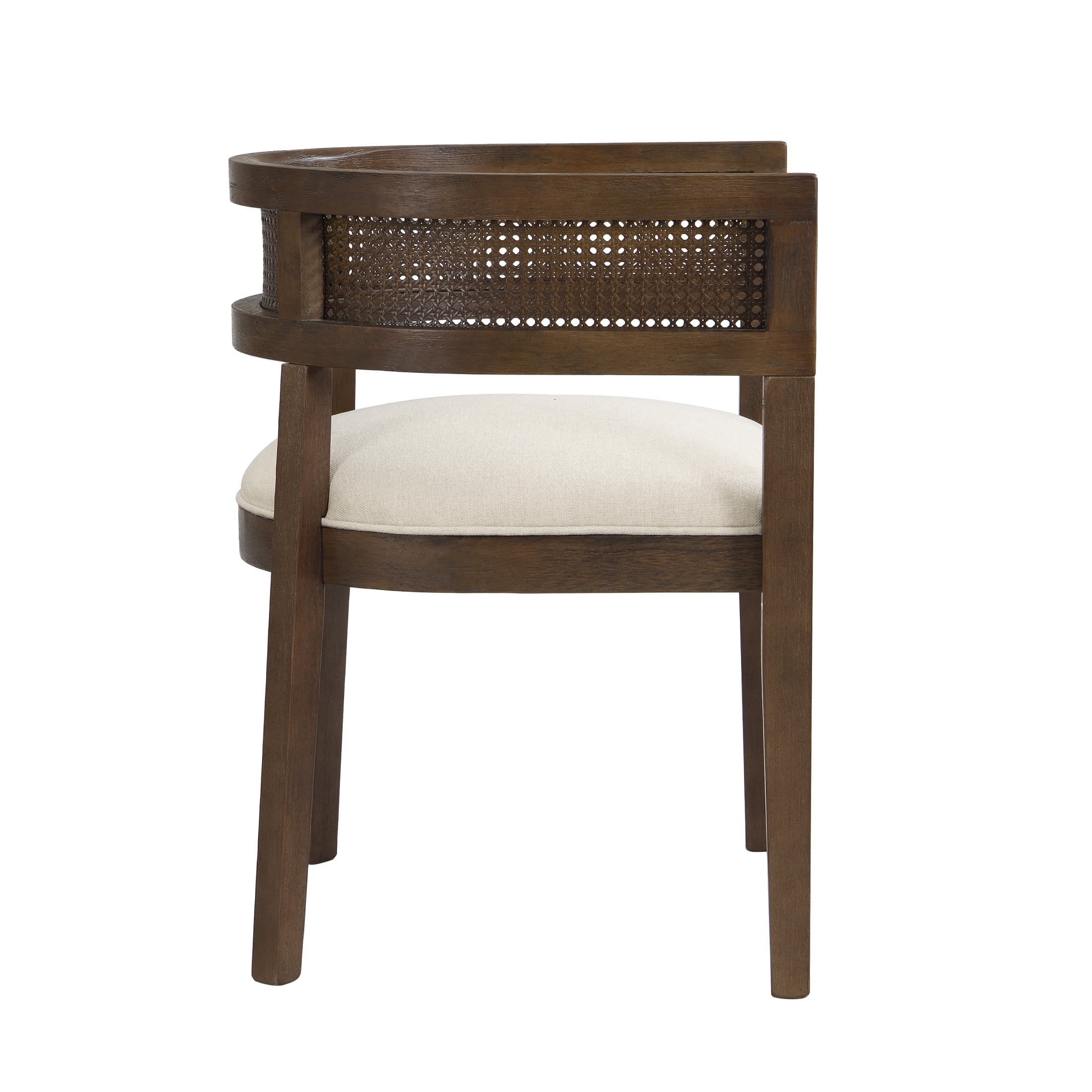 Christopher Knight Home Upholstered Dining Chairs, Wood Frame with Rattan Round Backrest, Walnut, Set of 2