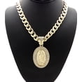 thumbnail image 2 of iJewelry2 Gold Tone Virgin Mary Oval Pendant Clear Crystals Encrusted Cuban Chain Necklace 20'', 2 of 3