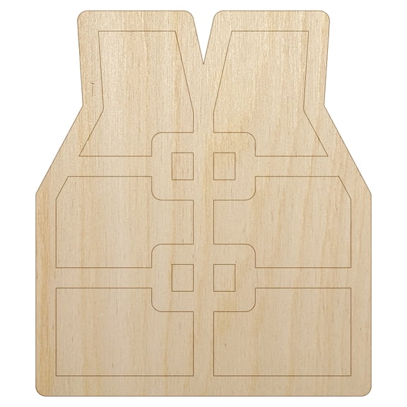 Life Jacket Vest Icon Wood Shape Unfinished Piece Cutout Craft DIY Projects - 4.70 Inch Size - 1/8 Inch Thick