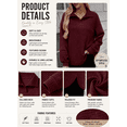 thumbnail image 3 of DOKOTOO Pullover Sweatshirts for Women Casual Textured Tops Lapel Collar Lightweight Shirts Red L US12-14, 3 of 10
