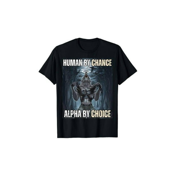 Pure Cotton T-shirt Funny Alpha Wolf Meme Graphic T-Shirt - Cool Humor Tee for Men and Women
