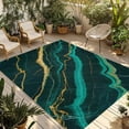 thumbnail image 2 of Outdoor Rug 4x6 ft Green Abstract Marble Texture Waterproof Outdoor Patio Rug Mat Non Slip Outside Area Rugs Carpet for RV,Camping,Porch,Deck,Pool,Balconybackyard,Gold Lines Cracks, 2 of 9