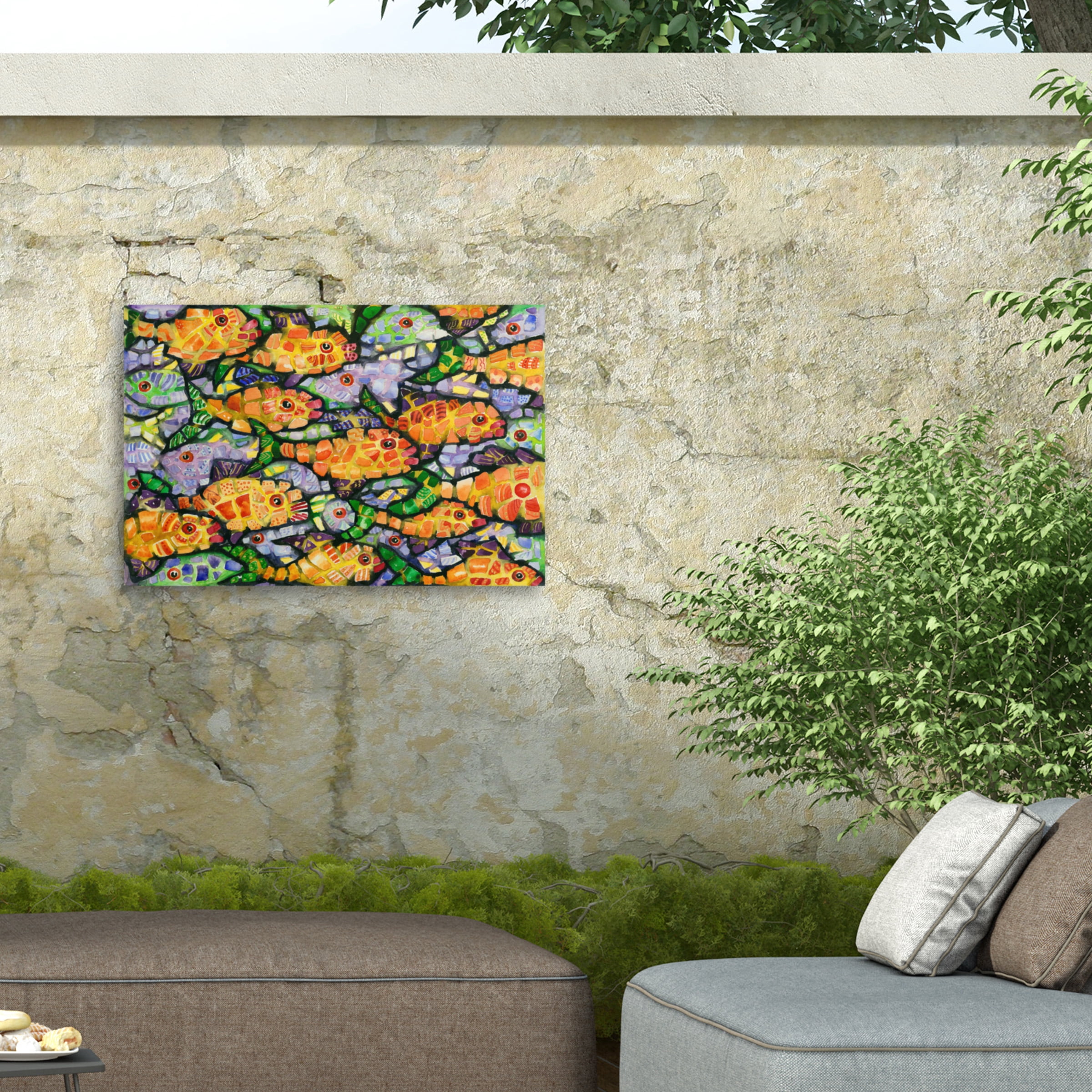 Charlsie Kelly 'School Yard' Outdoor Canvas 30x47