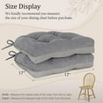 thumbnail image 6 of Chair Cushions for Dining Chairs, 17" x 17" Non-Slip Kitchen Chair Pads with Adjustable Ties, Memory Foam Indoor Chair Cushions for Dining Room, Grey (Pack of 4), 6 of 14