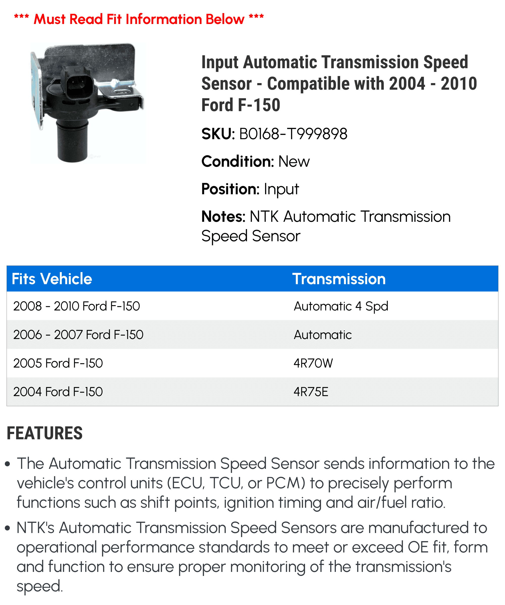 Ford F150 Speed Sensor Details Of 11 Videos & 80+ Images