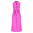 thumbnail image 4 of Robe Longue Décontractée Sans Manches pour Femme avec Taille Ajustable à Ceinture, Col en V, Design Uni pour le Quotidien et les Occasions Polyvalentes, 4 of 8