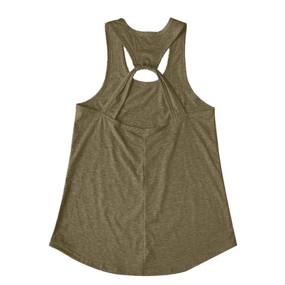 V Neck Tank Tops for Women Casual Basic Summer Tanks Top Open Back Athletic Workout Tops Women's Fashion Army Green, Size M