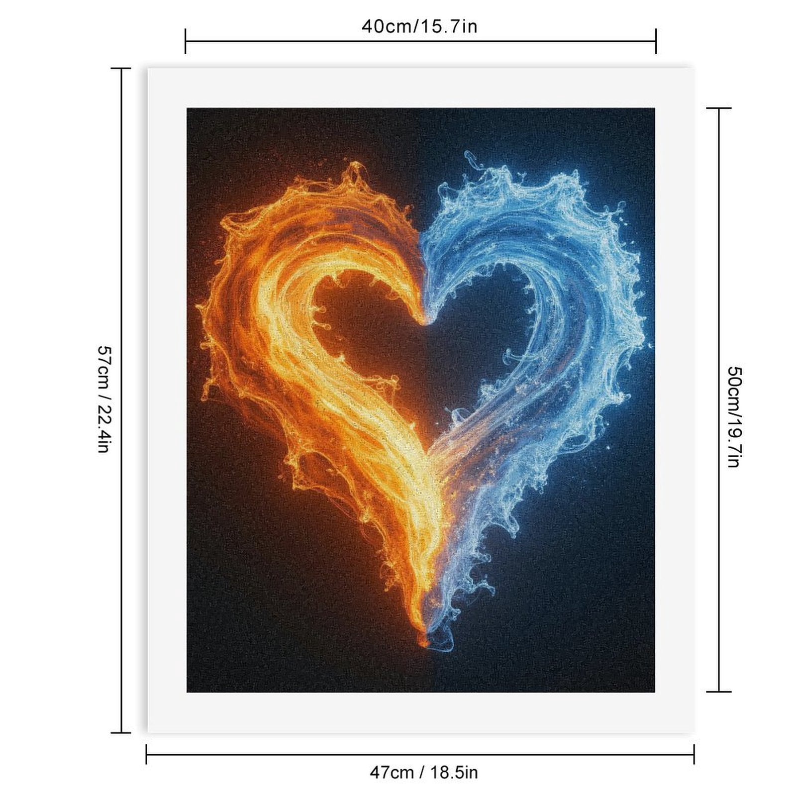 Paint By Numbers Kit for Adults Beginner - DIY Fire Water Heart Mix Art Canvas Painting Kits for Adults, Frameless Paint By Number for Adults for Home Wall Decor 16x20 Inch