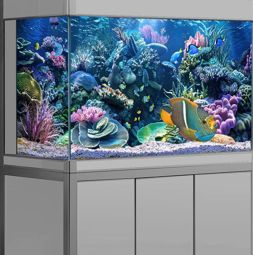 AWERT Aquarium Hintergrund - Grünalgen Flussbett Design, 61x30,5 Cm Vinyl, Selbsthaftend