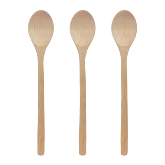 Wooden Cooking Spoon Set of 3, Natural Wood Mixing Spoon for Cooking, Non-Scratch Kitchen Utensil for Nonstick Cookware