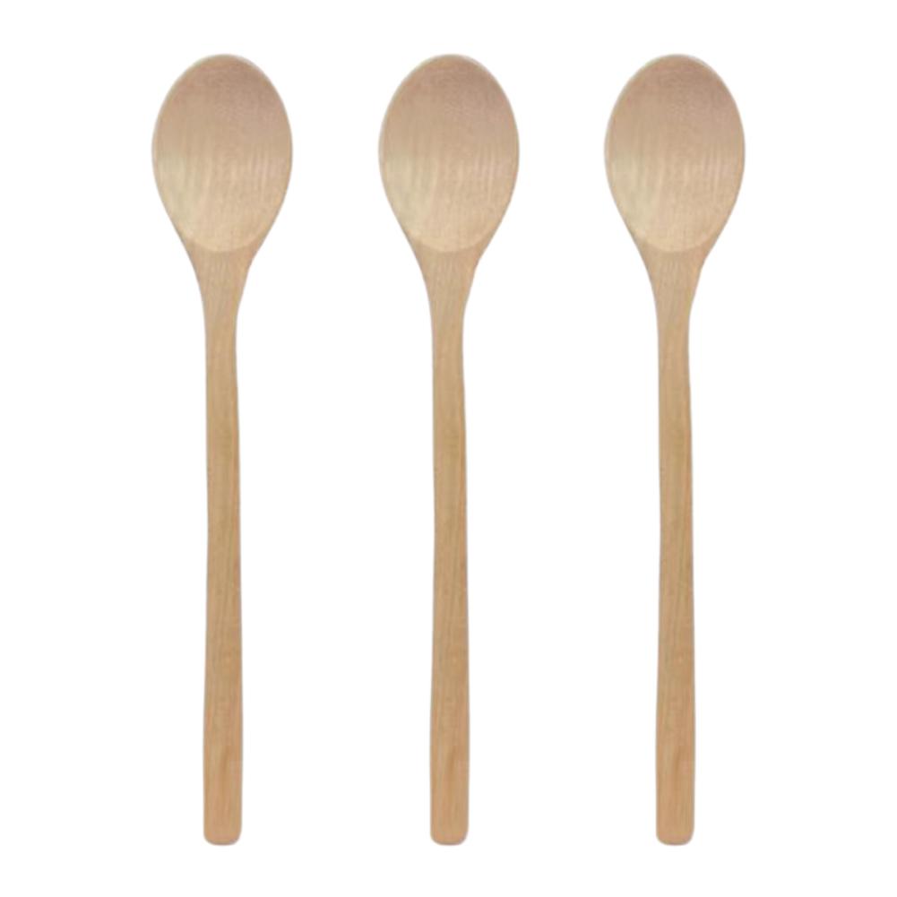 Wooden Cooking Spoon Set of 3, Natural Wood Mixing Spoon for Cooking, Non-Scratch Kitchen Utensil for Nonstick Cookware