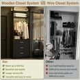 thumbnail image 3 of Homieasy Freestanding 2FT Closet System with 3 Wood Drawers, 24" Closet Organizer System with Hanging Rod & Shelves, Walk-in Closet Systems for Small Closets, Black, 3 of 7