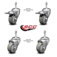 thumbnail image 2 of 3 Inch Gray Polyurethane Swivel 3/8 Inch Stem Caster Set 2 Total Lock Brake SCC, 2 of 2