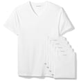 thumbnail image 1 of Essentials Chandails de Dessous à Col en V pour Hommes, Lot de 6, Blanc, Grand, 1 of 2