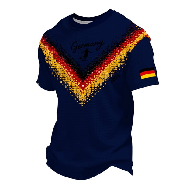 Women's Germany Football Graphic T-Shirt, Men's Soccer Graphic Print T-Shirt Casual Sportswear Top Athletic for Soccer Tournament 2026 Navy Size: L