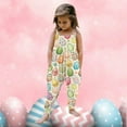 thumbnail image 2 of Easter Baby Romper Girl Bunny Easter Egg Suspender Overalls Rabbit Short Sleeveless Onesies Rabbit Outfits Easter Pajamas Summer Clothes Fashion Wearing #Light Yellow 1-2 Years, 2 of 5