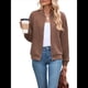 thumbnail image 2 of Chaqueta Informal de Mujer con Cuello Alto y Cremallera, Ideal para Otoño. Conjuntos con Bolsillos. Caqui L, 2 of 10