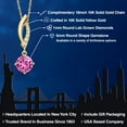 thumbnail image 2 of Gem Stone King 10K Yellow Gold Pink Created Sapphire and Lab Grown Diamond Pendant Necklace for Women | 1.03 Cttw | Gemstone September Birthstone | Round 6MM | With 18 inch Chain, 2 of 6
