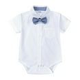 thumbnail image 5 of TAIAOJING Toddler Baby Boys Clothes Cotton Summer Gentlemen Outfits Short Sleeve Bowtie Romper Suspender Shorts Outfits Suit Set Summer Clothes 2-3 Years, 5 of 9