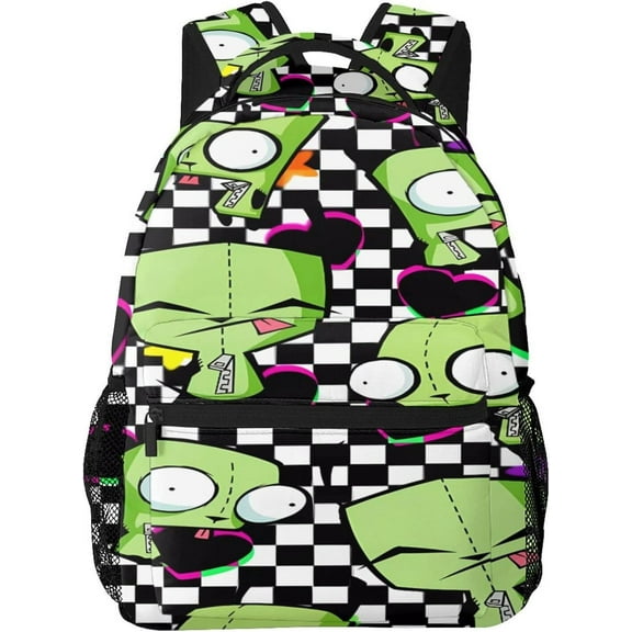 Backpacks Invader Anime Zim Adjustable Laptop Backpack Double Shoulder Bag for Women Men Climbing Shopping Work