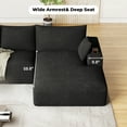 thumbnail image 3 of Wiilayok 113" L-Shape Cloud Sectional Couch with Oversized Chaise,Corduroy Fabric Modern Modular Sofa with Cup Holder, Comfy Boneless Upholstered Couches for Living Room Bedroom,Black, 3 of 7