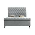 thumbnail image 3 of 1pc Beautiful Queen Size Fabric Upholstered Button Tufted Tall Headboard Bed Gray Finish, 3 of 6