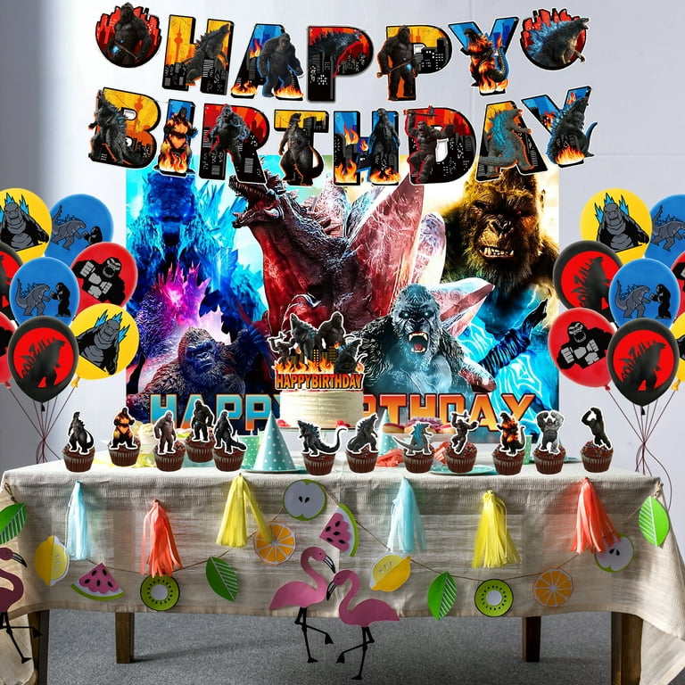 FUTIANYI Easy To Assemble Unisex Birthday Party Decoration Kits Paper Latex Godzilla 45 Piece