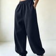 thumbnail image 4 of Luvrsol Womens Sweatpants Oversized Drawstring Jogger Sweatpants High Waist Loose Solid Casual Jogger Pants, Navy XL, 4 of 7