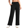 thumbnail image 1 of FRSASU Womens Wide Leg Pants Sun Protection Casual Loose Drawstring Side Split Pants with Pockets Black M(M), 1 of 7