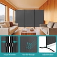 thumbnail image 5 of ZENY 3-Panel Room Divider, 6 ft Tall Folding Privacy Screen with Metal Frame, Freestanding Fabric Partition for Home, Office and Bedroom, Gray, 5 of 11