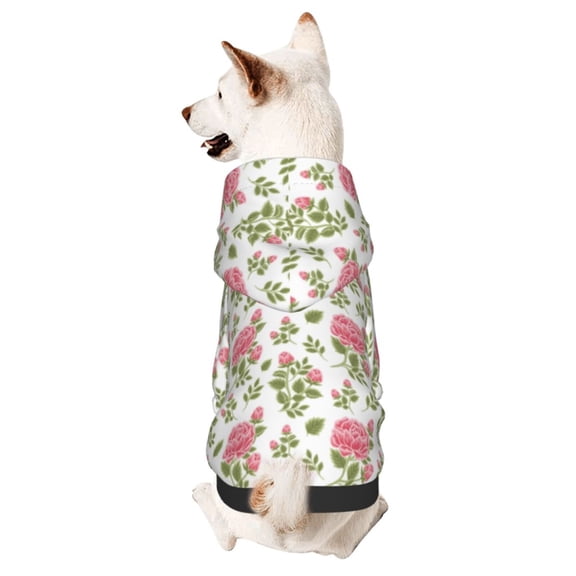 Honeii Rose Flowers Print Small Dog Hoodies Pet Hooded Sweatshirts Fall Winter Puppy Cat Sweaters Warm Clothes for Small Dogs Outfits Costume-