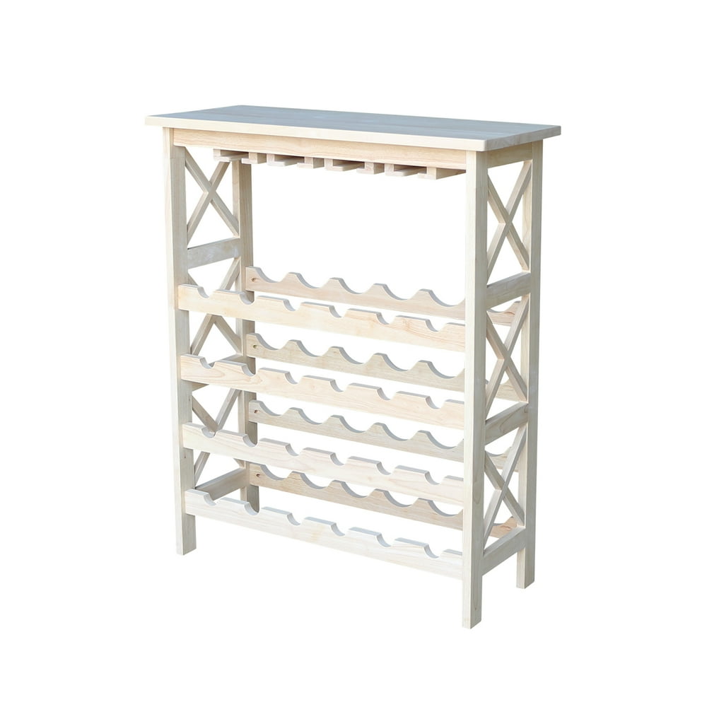 Wine Storage with Glass Holder Unfinished