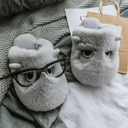 

QWZNDZGR Women s Plush Animal Slippers Kawaii Home Indoor Soft Anti-Slip Cute Animal Winter Warm Floor Shoes Woman Fluffy Slipper Cartoon