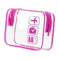 thumbnail image 3 of Clear Makeup Bag Makeup Organizer Large Opening with Zippers Cosmetic Pouch Travel Bag for Business Trip Airport Hair Accessories Toiletries Rose Red, 3 of 9