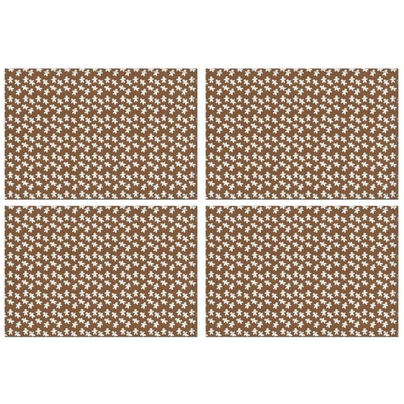 Brown Christmas Gingerbread Pattern Summer Placemats Table Placemats Set Of 4-Linen Kitchen Washable Placemats Table Mats 11.8"x17.7" Non-Slip Heat Resistant