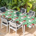 thumbnail image 2 of Merry Christmas Table Cloths for 8 Foot Rectangle Tables, Santa Claus Xmas Winter Leaves Snowflake Green Patio Waterproof Elastic Fitted Tablecloths, Washable Rectangular Table Cover for Camping, 2 of 8