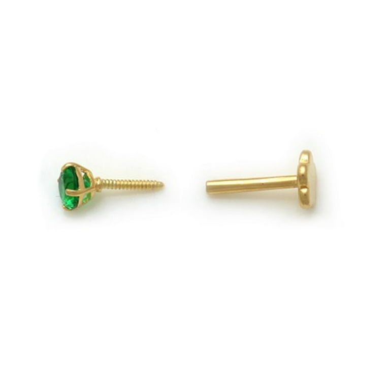 AVORA 14K Yellow Gold Snake Cartilage Piercing Flat Back Earring Body  Jewelry (18 Gauge) 