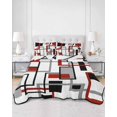 thumbnail image 3 of Red Black Grey Geometric Queen Size Down Alternative Comforter,Lightweight Comforter Quilt Bedding Set with Pillow Shams Middle Century Modern Abstract Art Bed Comforter Duvet Insert 90"x96", 3 of 7
