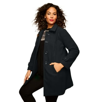 REFINED ATTIRE Women's Short Peacoat Turn Down Collar Single REFINED ATTIRE Women's Short Peacoat Turn Down Collar Single