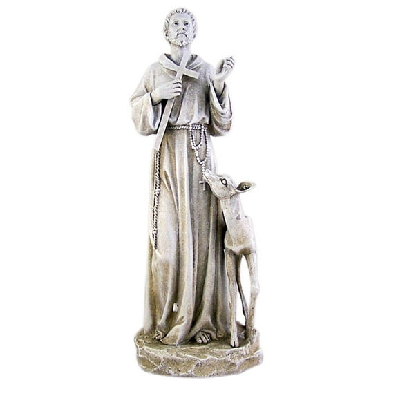 Saint Francis of Assisi with Deer Resin Home Garden Statue, 14 Inch