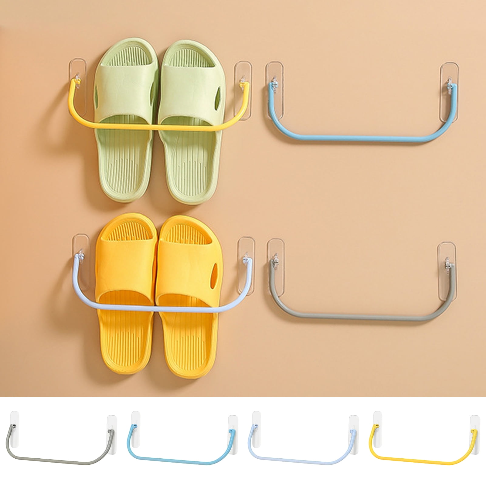 Zruodwans 4PCS Wall Mounted Shoes Rack with Sticky Hanging Strips
