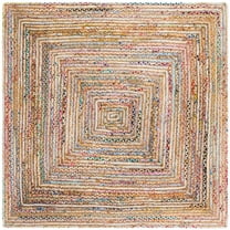 Safavieh  Handmade Cape Cod Marget Boho Coastal Jute Rug Beige/Multi 6' x 6' Square 6' Square Indoor, Handmade Square