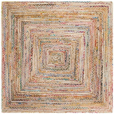 Safavieh  Handmade Cape Cod Marget Boho Coastal Jute Rug Beige/Multi 6' x 6' Square 6' Square Indoor, Handmade Square