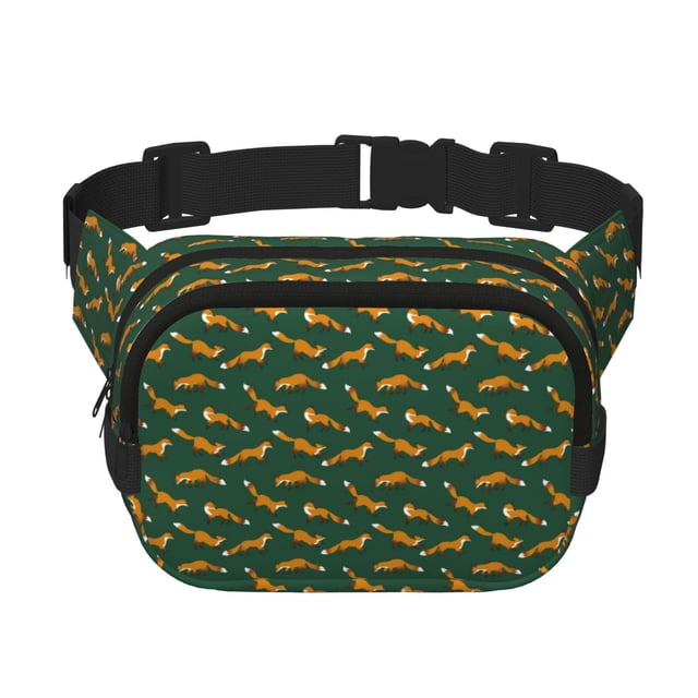 Fotbe Cartoon Fox 1 Cangurera Cuadrada con Estampado de Doble Capa, Bolsa de Cintura Ajustable Mini para Hombres y Mujeres
