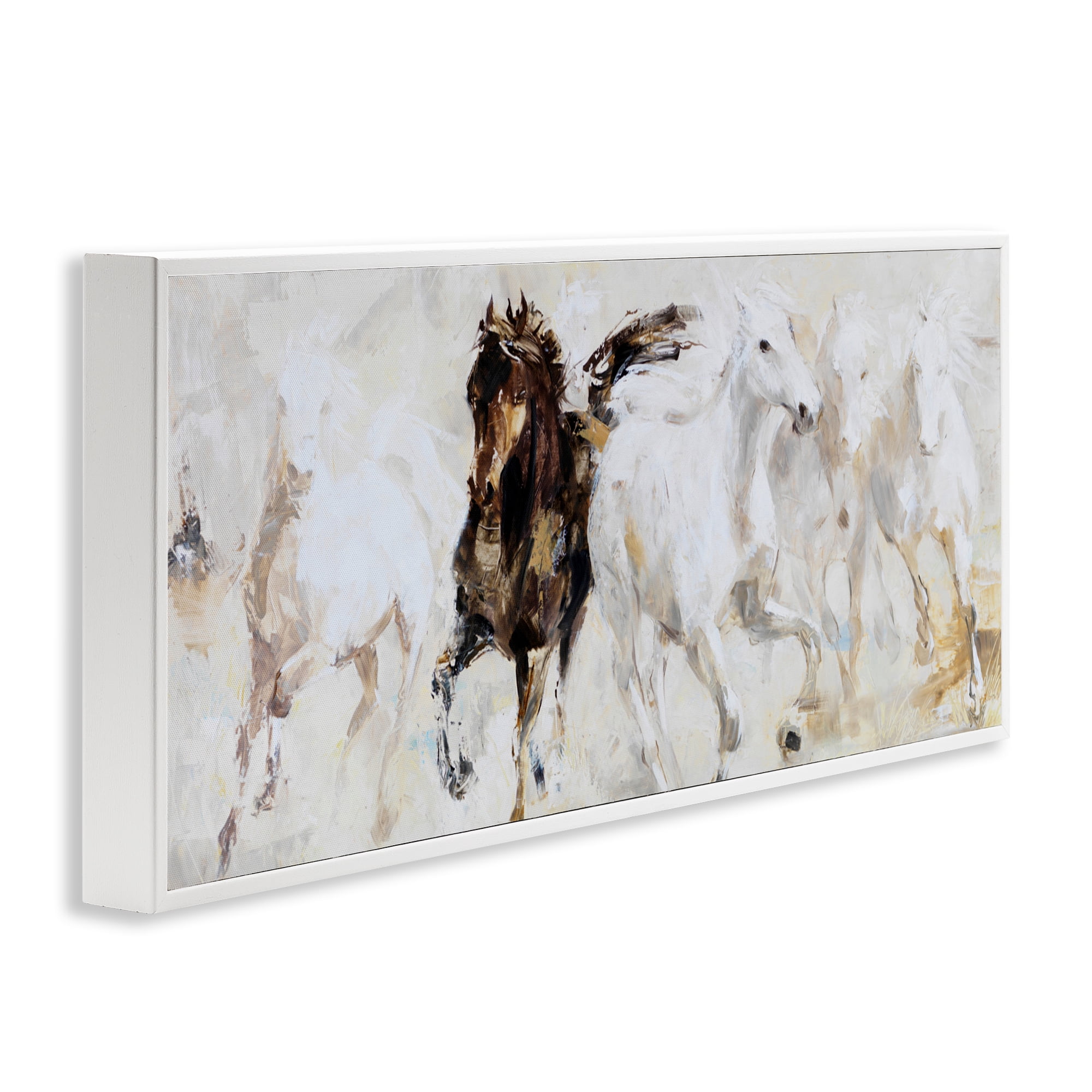 Stupell Industries Dancing Horses Abstract Scene White Framed Giclee Art, design by Lorenzo Collective